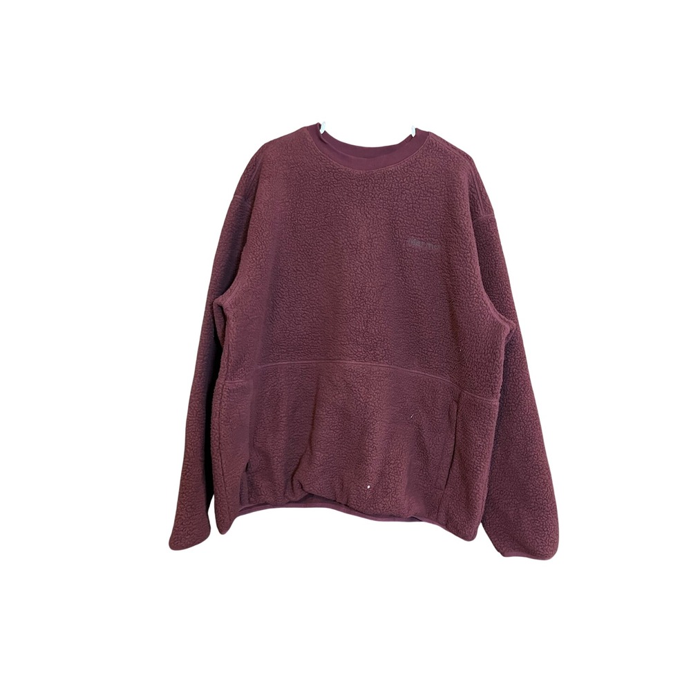 Marmot Mountain Works Mens XXL Burgundy Sherpa Fleece Crew Neck Pullover Sweater